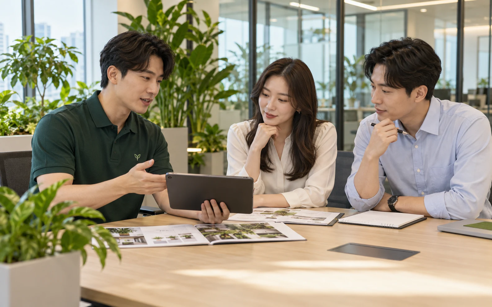 더그린존 관리사와 총무팀의 식물관리 상담
